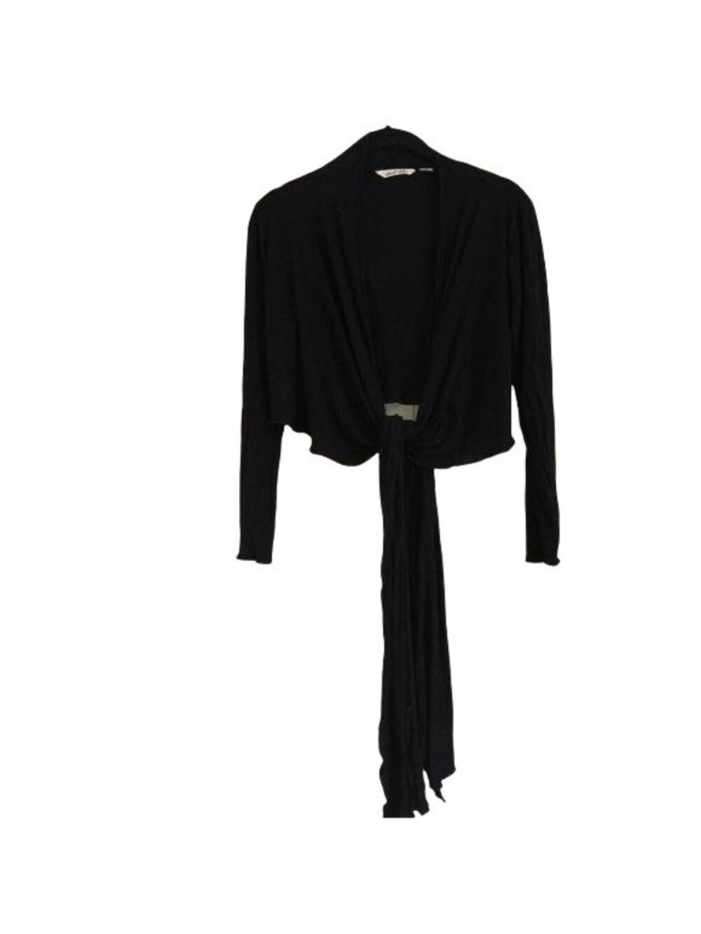 Derek Heart Black Long Sleeve Tie Front Cardigan Jacket Womens L 100% Rayon